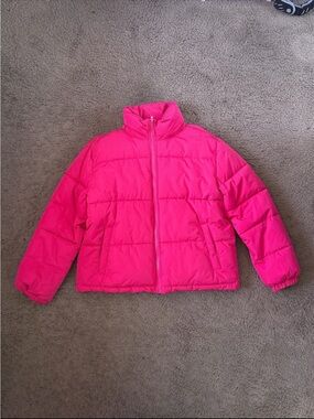 Forever 21 Hot Pink Quilted Puffer Jacket